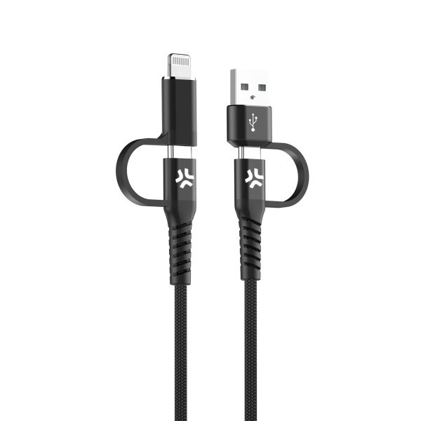 CELLY 4u1 kabl za telefon USB-C na USB-C sa USB-A & Lightning nastavcima POWER DELIVERY slika 1