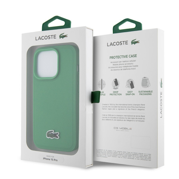 LACOSTE MAGSAFE maska za iPhone 15 Pro WOVEN LOGO GREEN slika 3