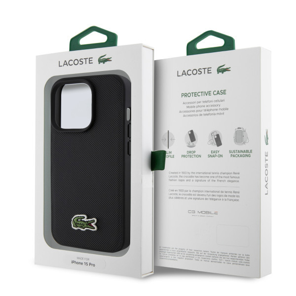 LACOSTE MAGSAFE maska za iPhone 15 Pro WOVEN LOGO BLACK slika 5