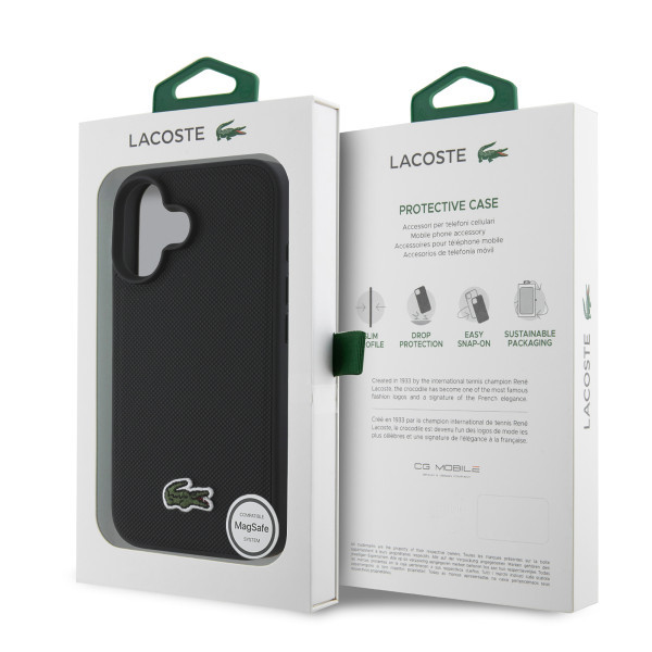 LACOSTE MAGSAFE maska za iPhone 16 WOVEN LOGO BLACK slika 5