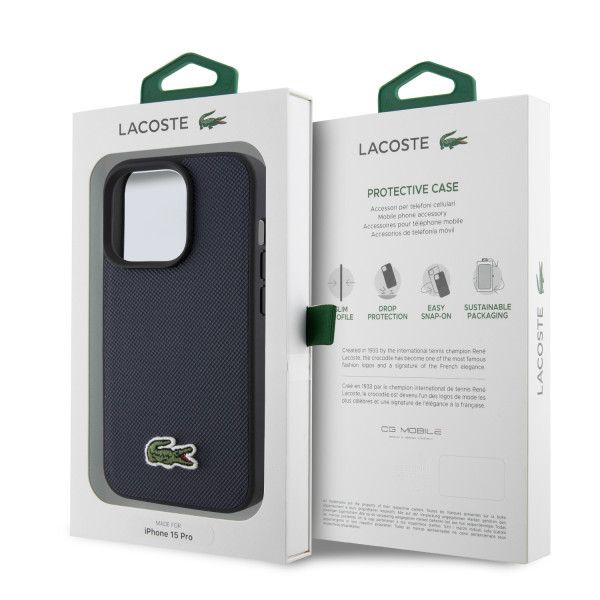 LACOSTE MAGSAFE maska za iPhone 15 Pro WOVEN LOGO NAVY slika 3