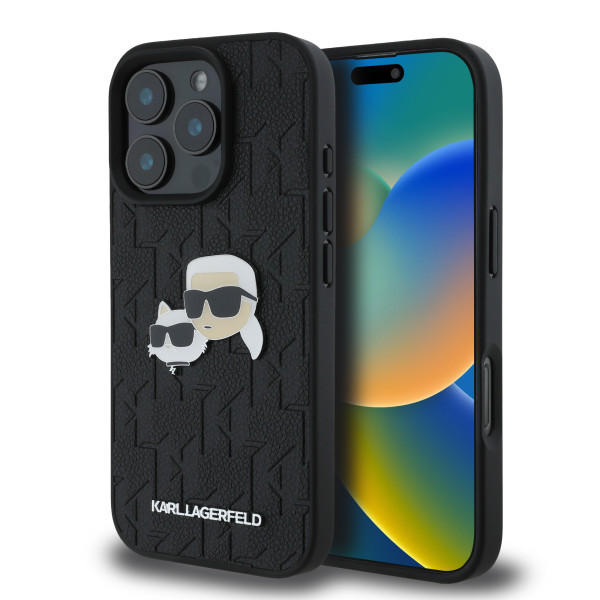 Karl Lagerfeld maska za iPhone 16 Pro HEADS PIN BLACK slika 1