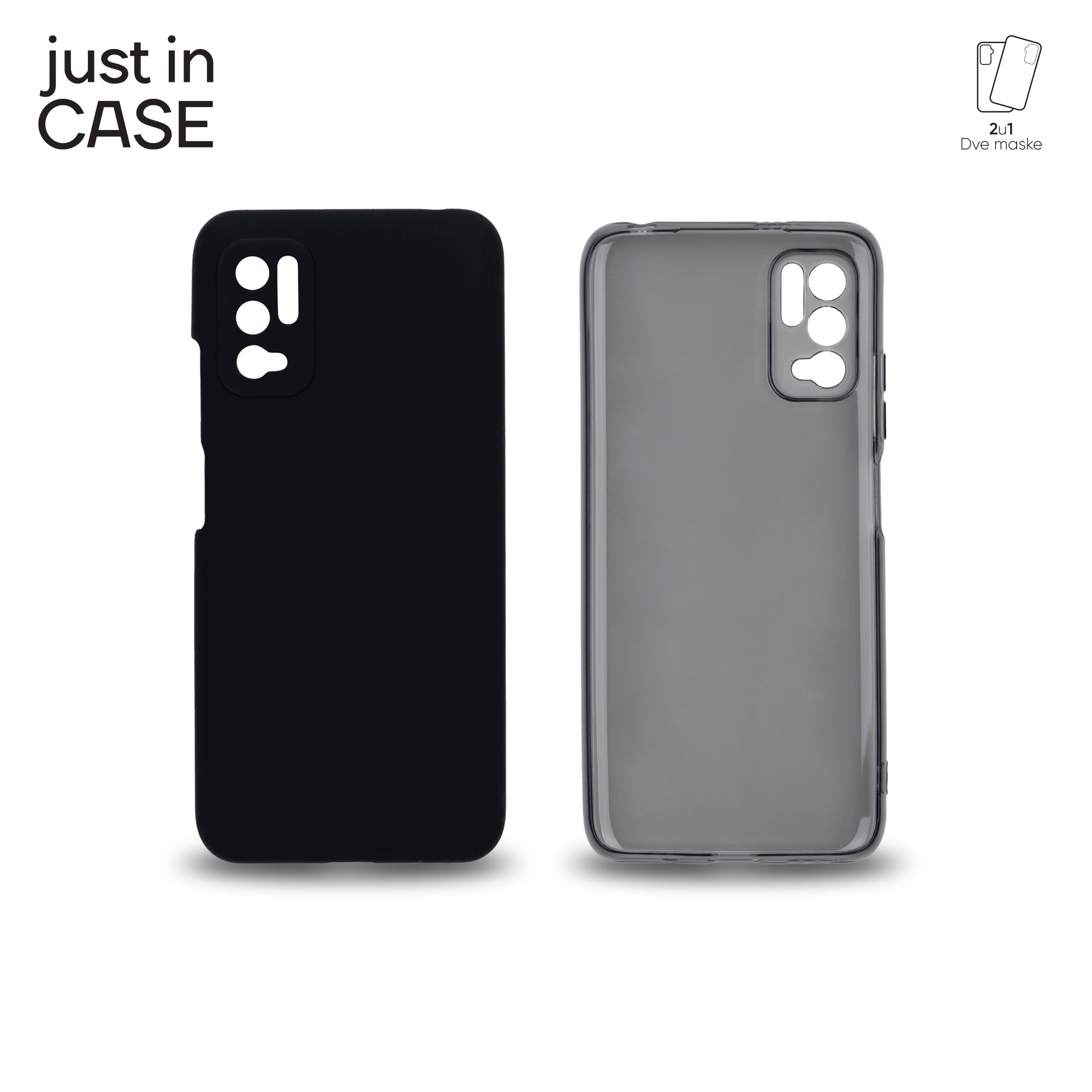 2u1 Extra case MIX paket CRNI za Redmi Note 10 5G slika 1