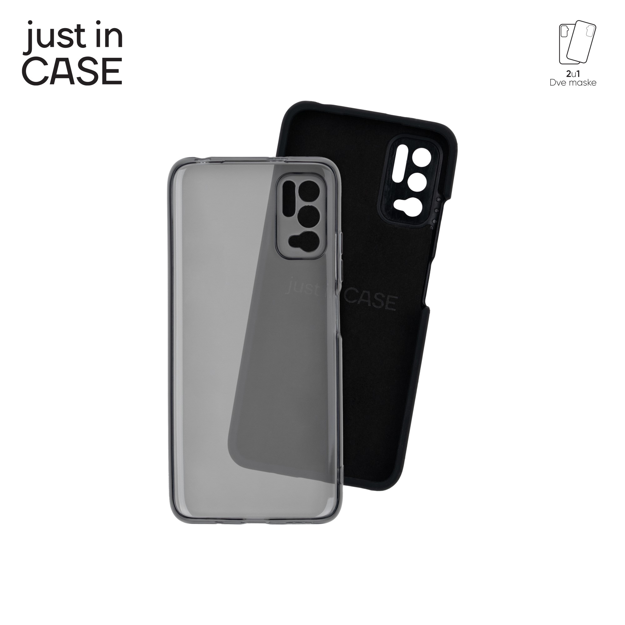 2u1 Extra case MIX paket CRNI za Redmi Note 10 5G slika 4